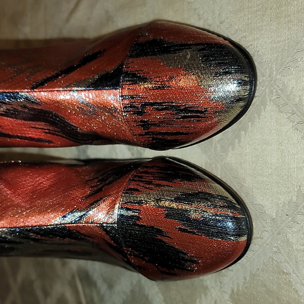 Dries Van Noten Metallic Ikat Print Booties - Picture 3 of 12